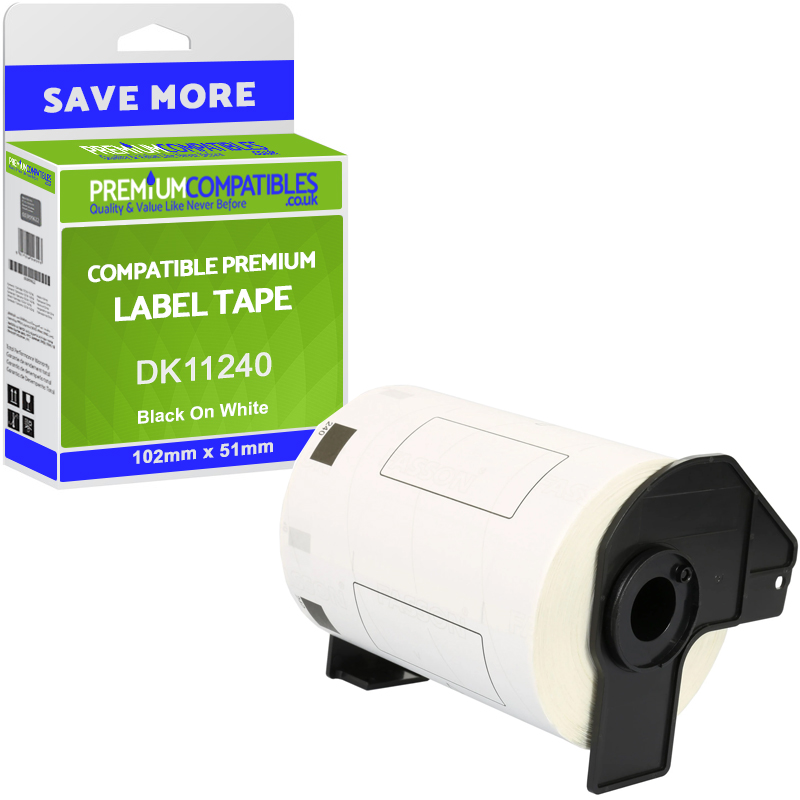 Compatible Brother DK-11240 Black On White 102mm x 51mm Barcode Label Tape - 600 Labels (DK11240)