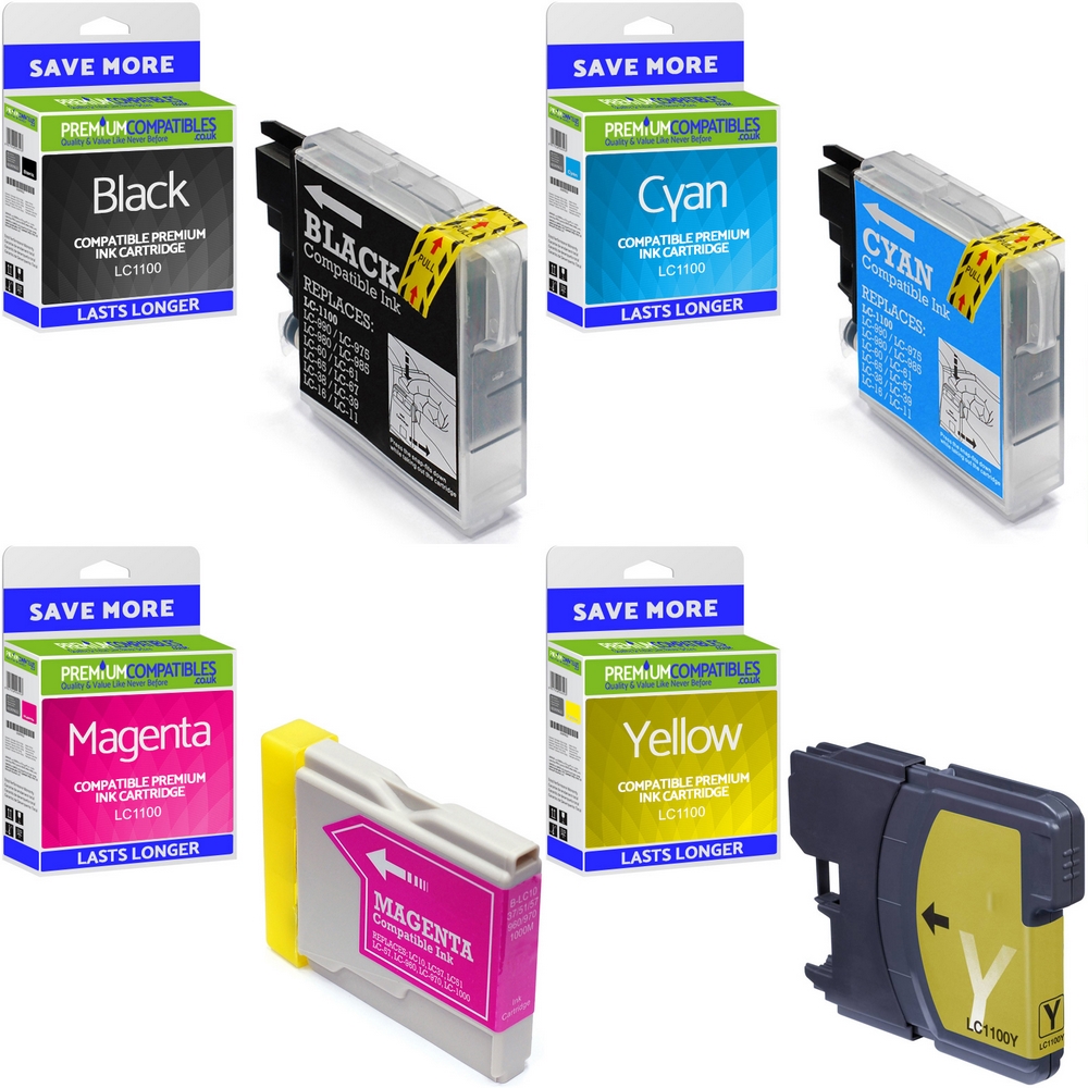Compatible Brother LC1100 CMYK Multipack Ink Cartridges (LC1100VALBPRF)