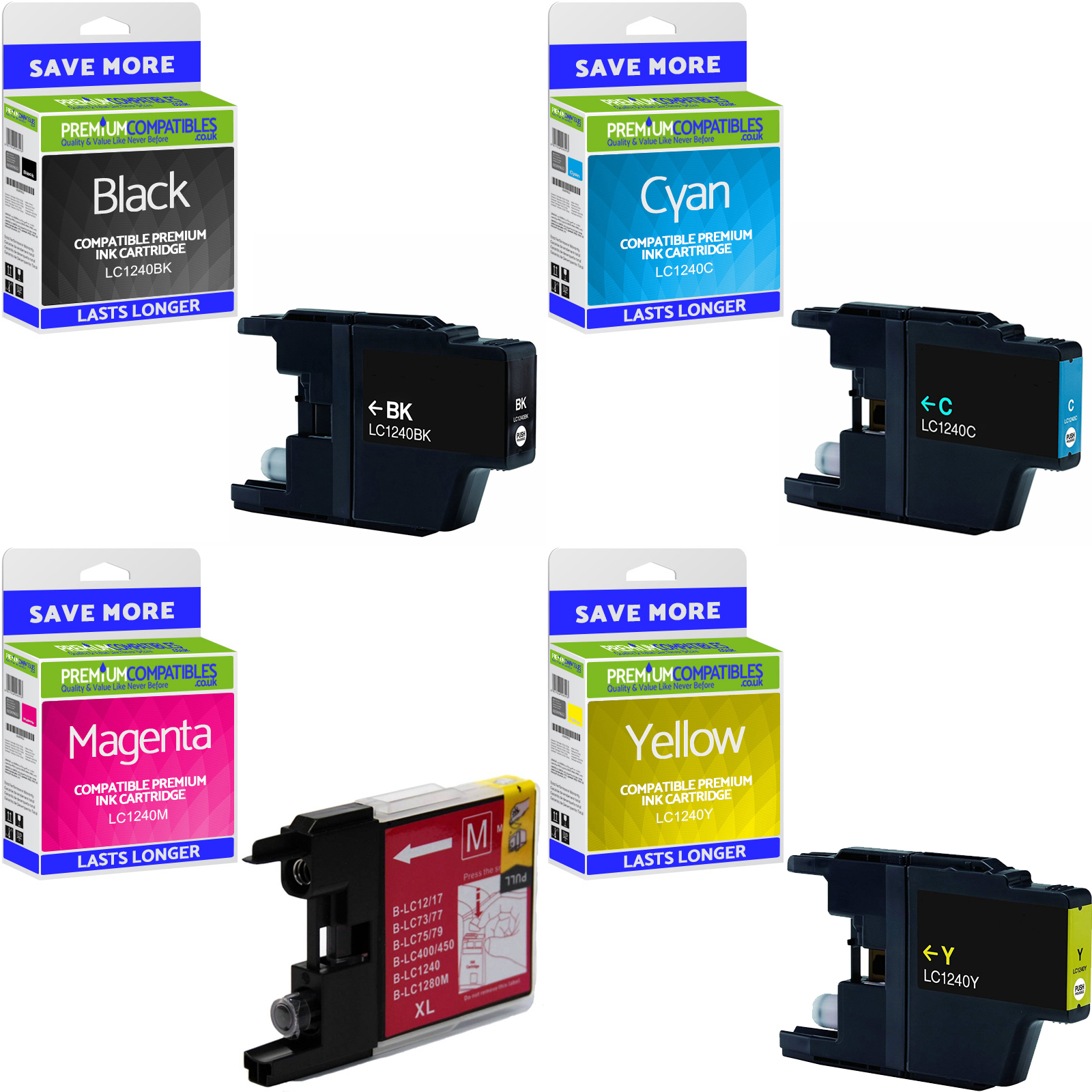Compatible Brother LC1240 CMYK Multipack High Capacity Ink Cartridges (LC1240VALBPRF)