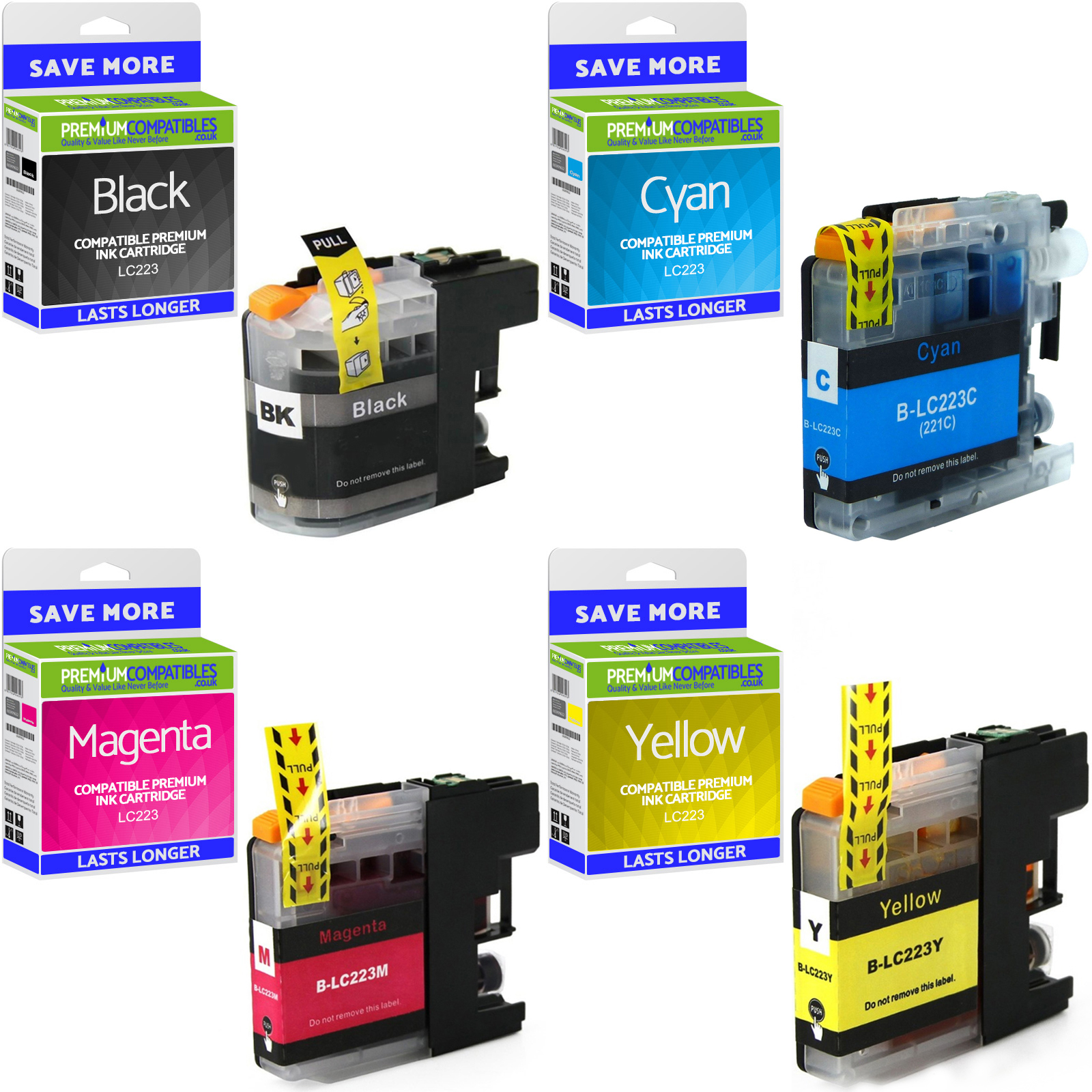 Compatible Brother LC223 CMYK Multipack Ink Cartridges (LC223VALBP)