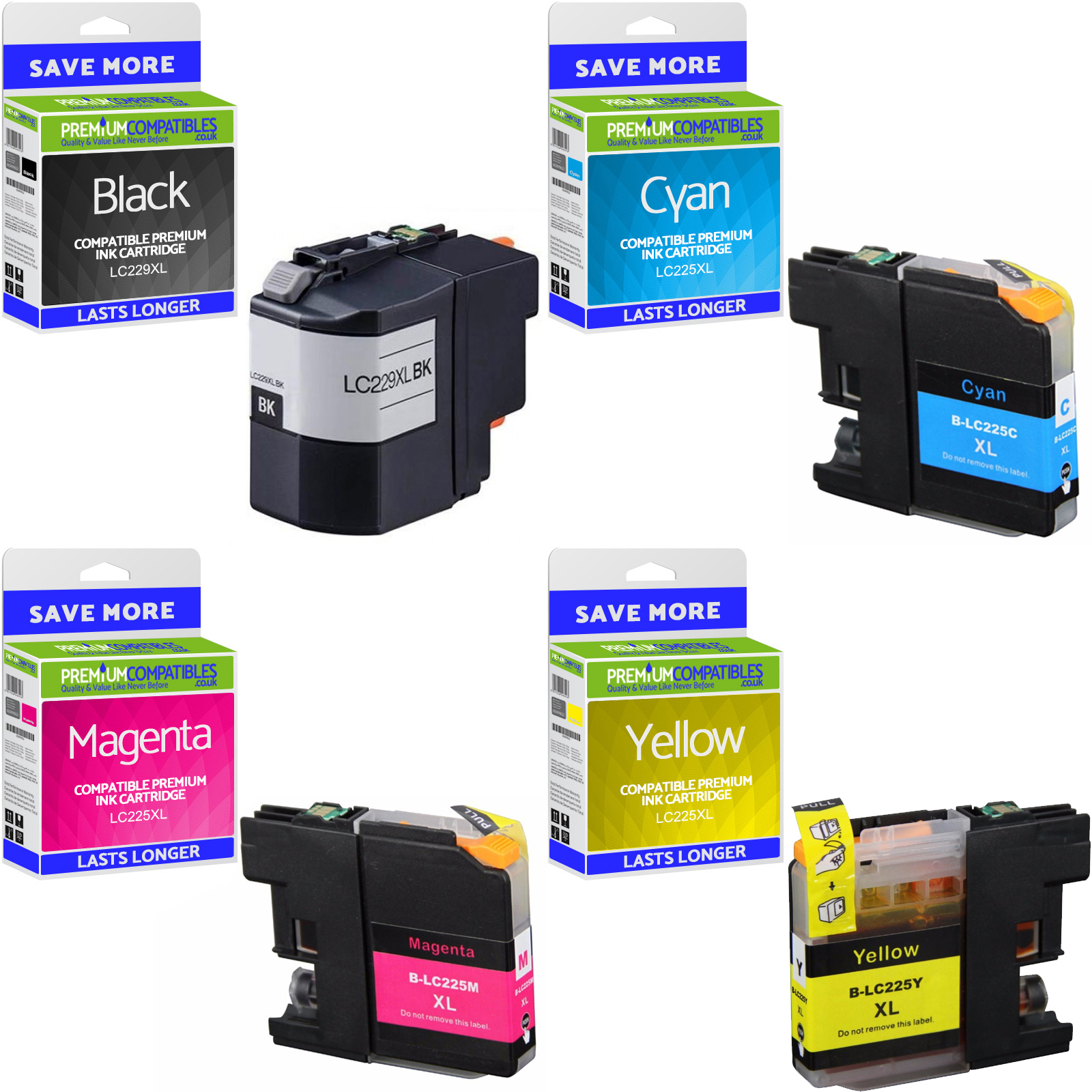 Compatible Brother LC229XL / LC225XL CMYK Multipack High Capacity Ink Cartridges (LC229XLVALBP)