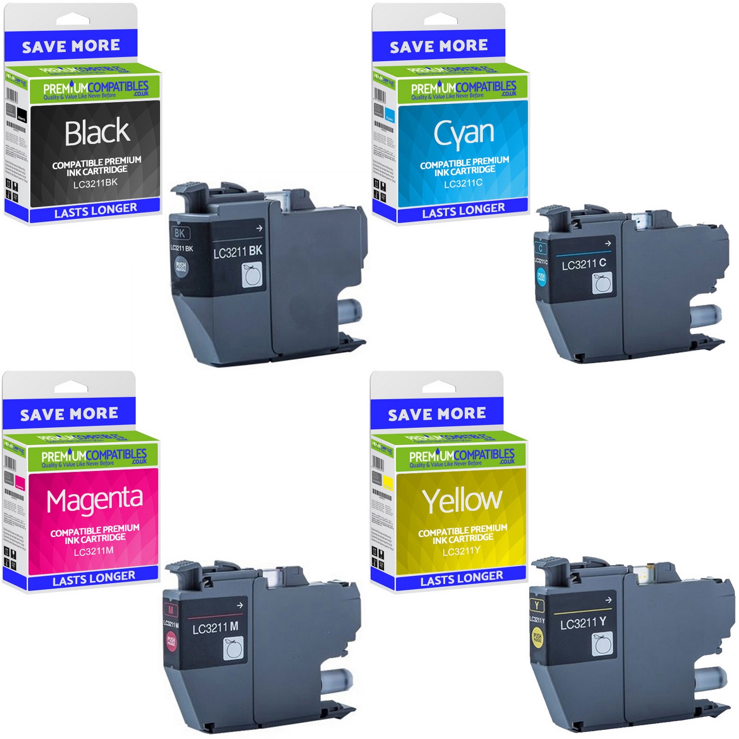Compatible Brother LC3211 CMYK Multipack Ink Cartridges (LC3211BK /LC3211C /LC3211M /LC3211Y)