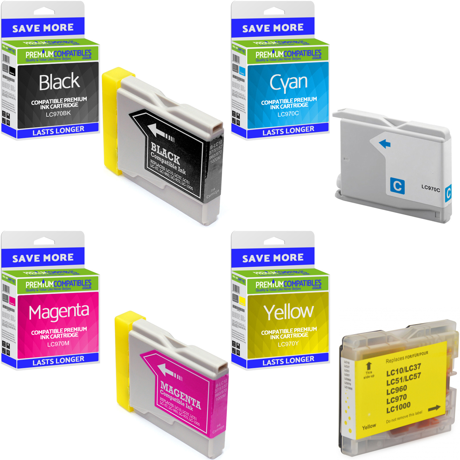 Compatible Brother LC970 CMYK Multipack Ink Cartridges (LC970VALBPRF)