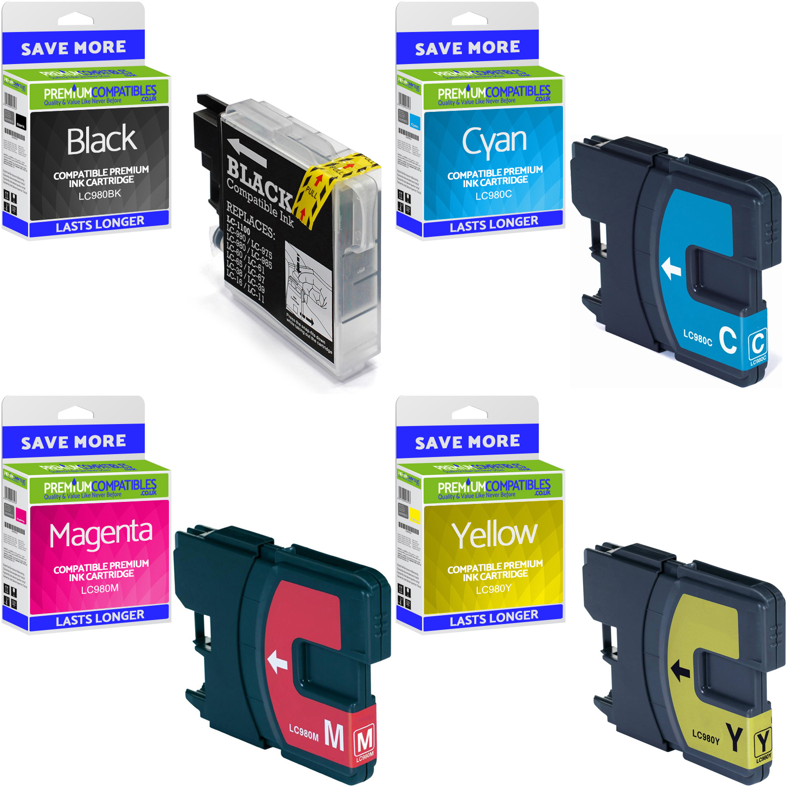 Compatible Brother LC980 CMYK Multipack Ink Cartridges (LC980VALBPRF)