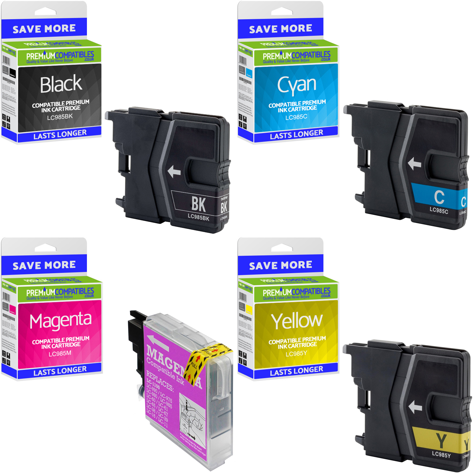 Compatible Brother LC985 CMYK Multipack Ink Cartridges (LC985VALBPRF)