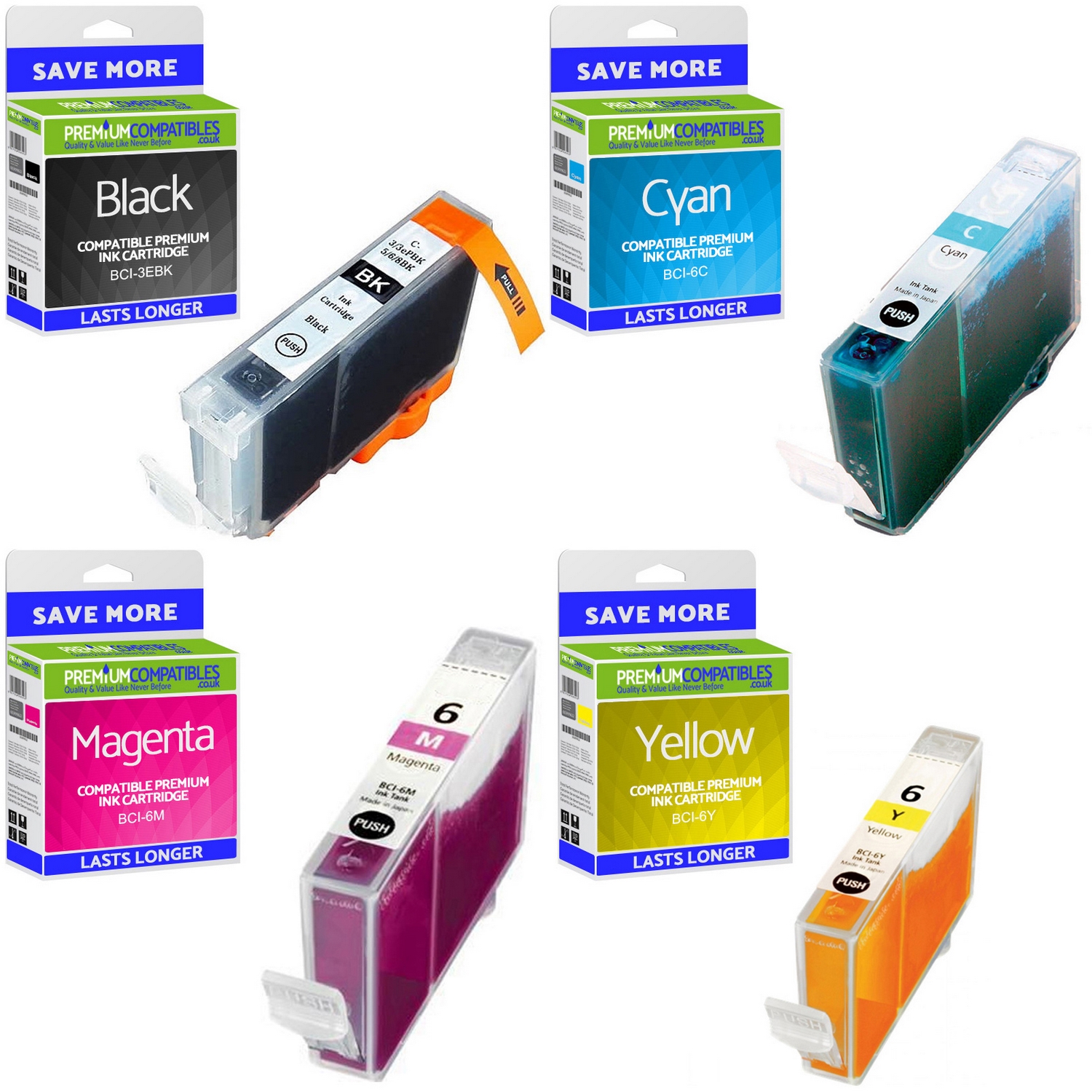 Compatible Canon BCI-3EBK / BCI-6 CMY Multipack Ink Cartridges (4479A002 / 4706A022)