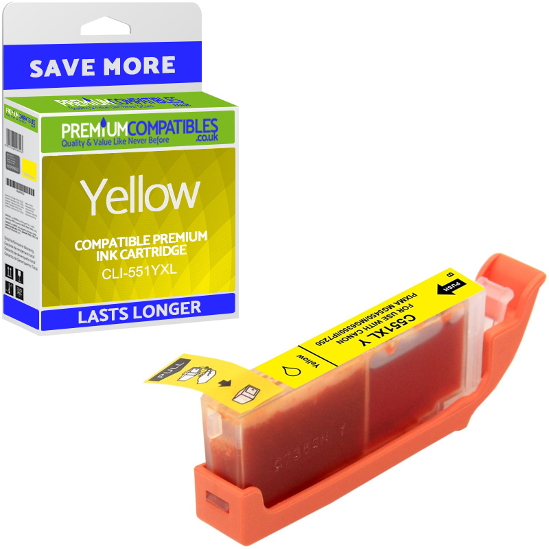 Compatible Canon CLI-551YXL Yellow High Capacity Ink Cartridge (6446B001)