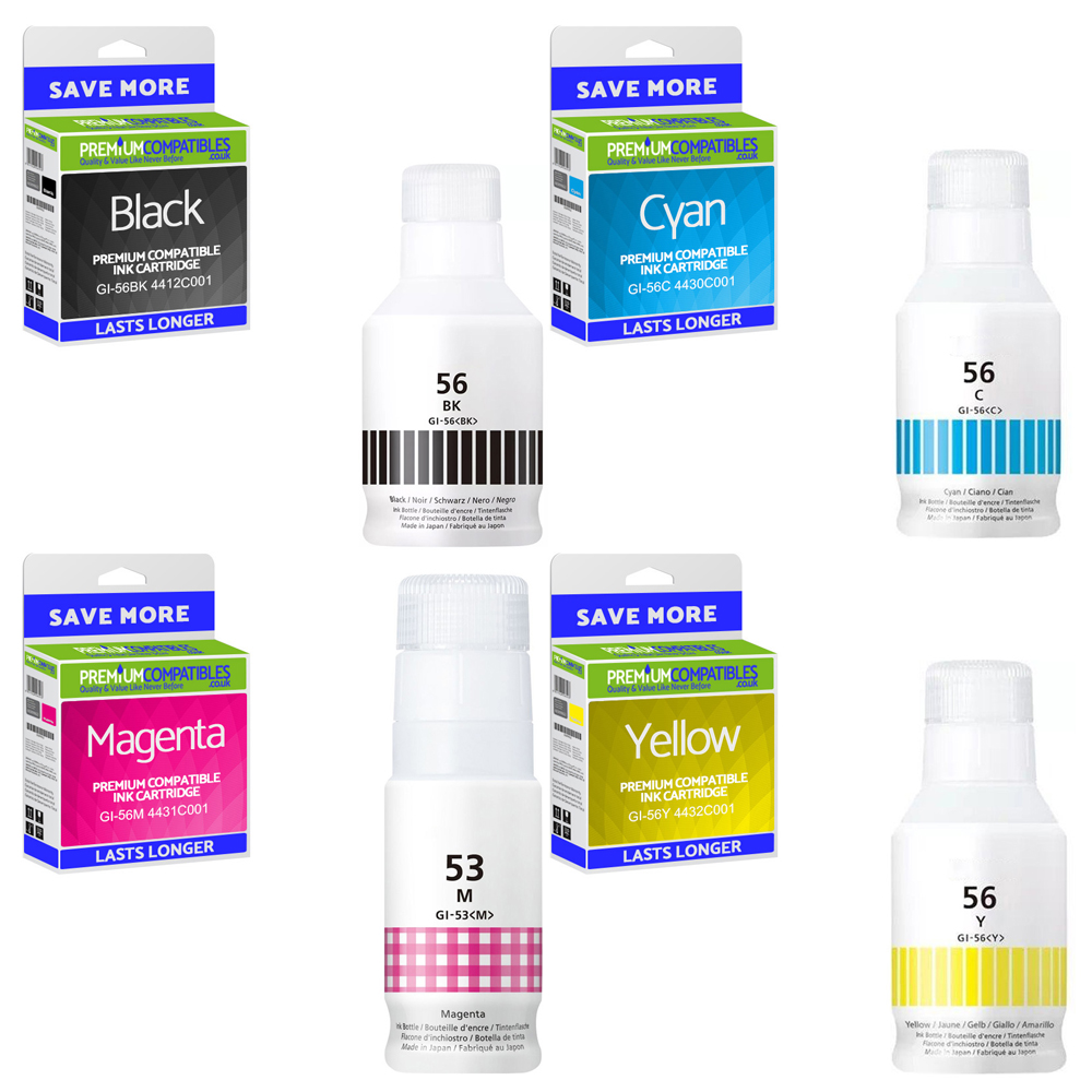 Compatible Canon GI-56 CMYK Multipack Ink Bottles (4412C001/ 4430C001/ 4431C001/ 4432C001)