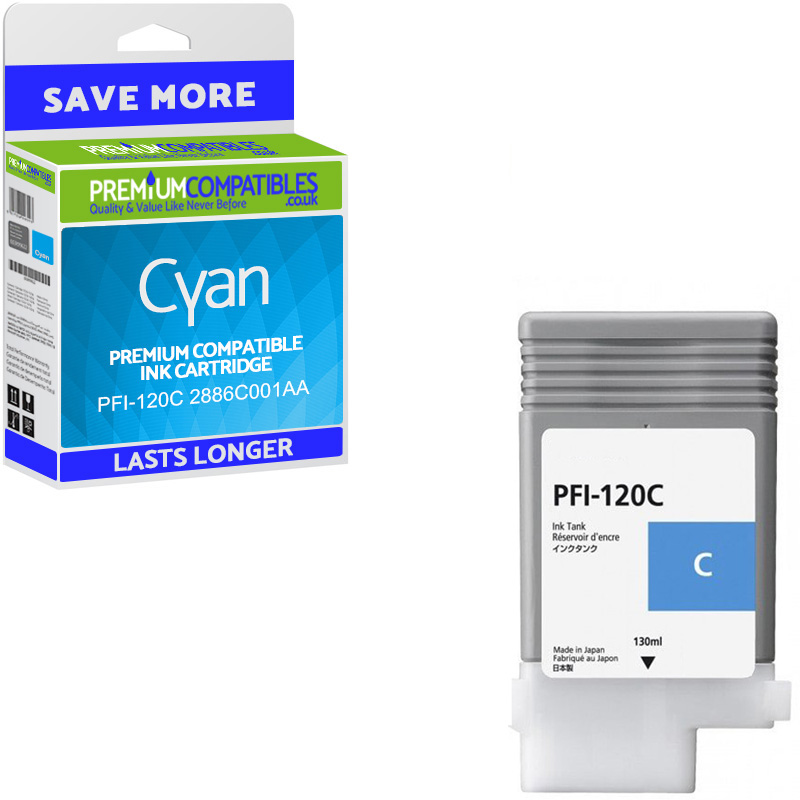 Compatible Canon PFI-120C Cyan Ink Cartridge (2886C001AA)