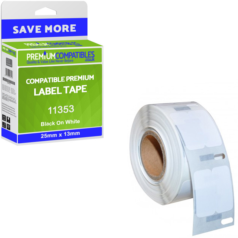 Compatible Dymo S0722530 Black On White 25mm x 13mm Multipurpose Label Tape - 1000 Labels (11353)
