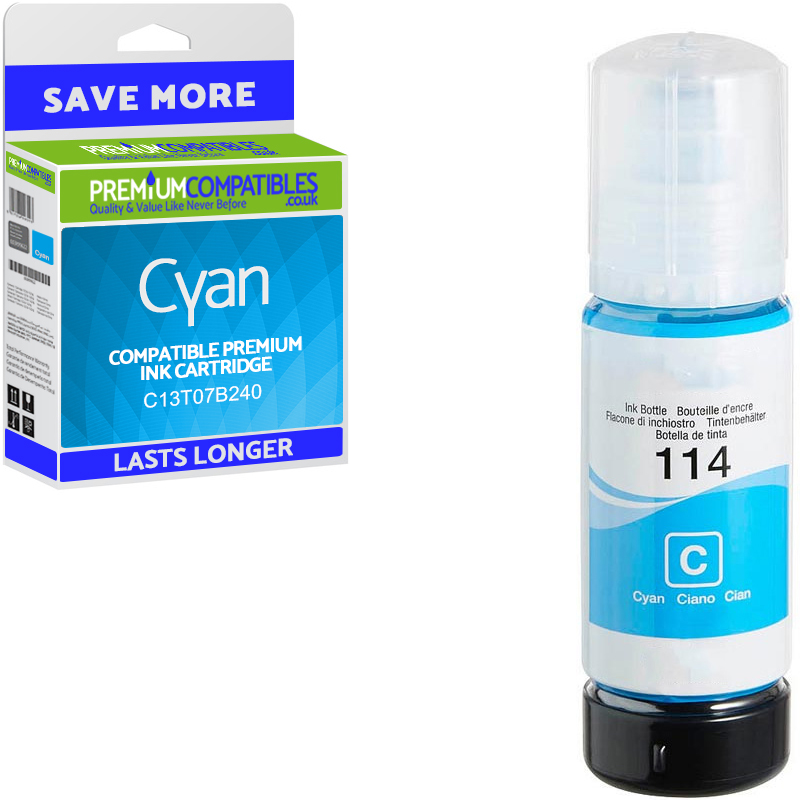 Compatible Epson 114 Cyan Ink Bottle (C13T07B240)
