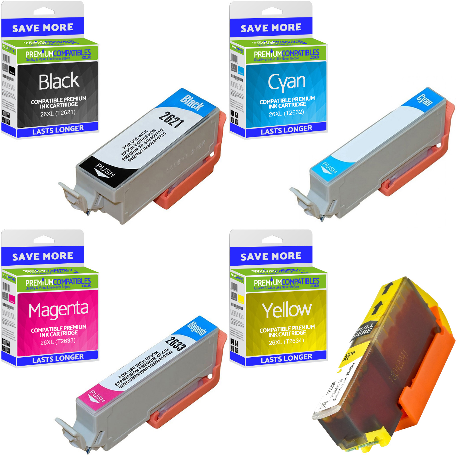 Compatible Epson 26XL CMYK Multipack High Capacity Ink Cartridges (C13T26364010) T2636 Polar Bear