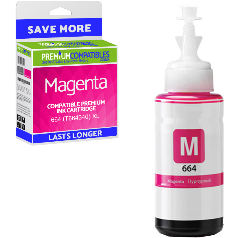 Compatible Epson 664 Magenta High Capacity Ink Bottle (T664340)