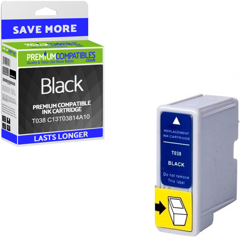 Premium Remanufactured Epson T038 Black Ink Cartridge (C13T03814A10)