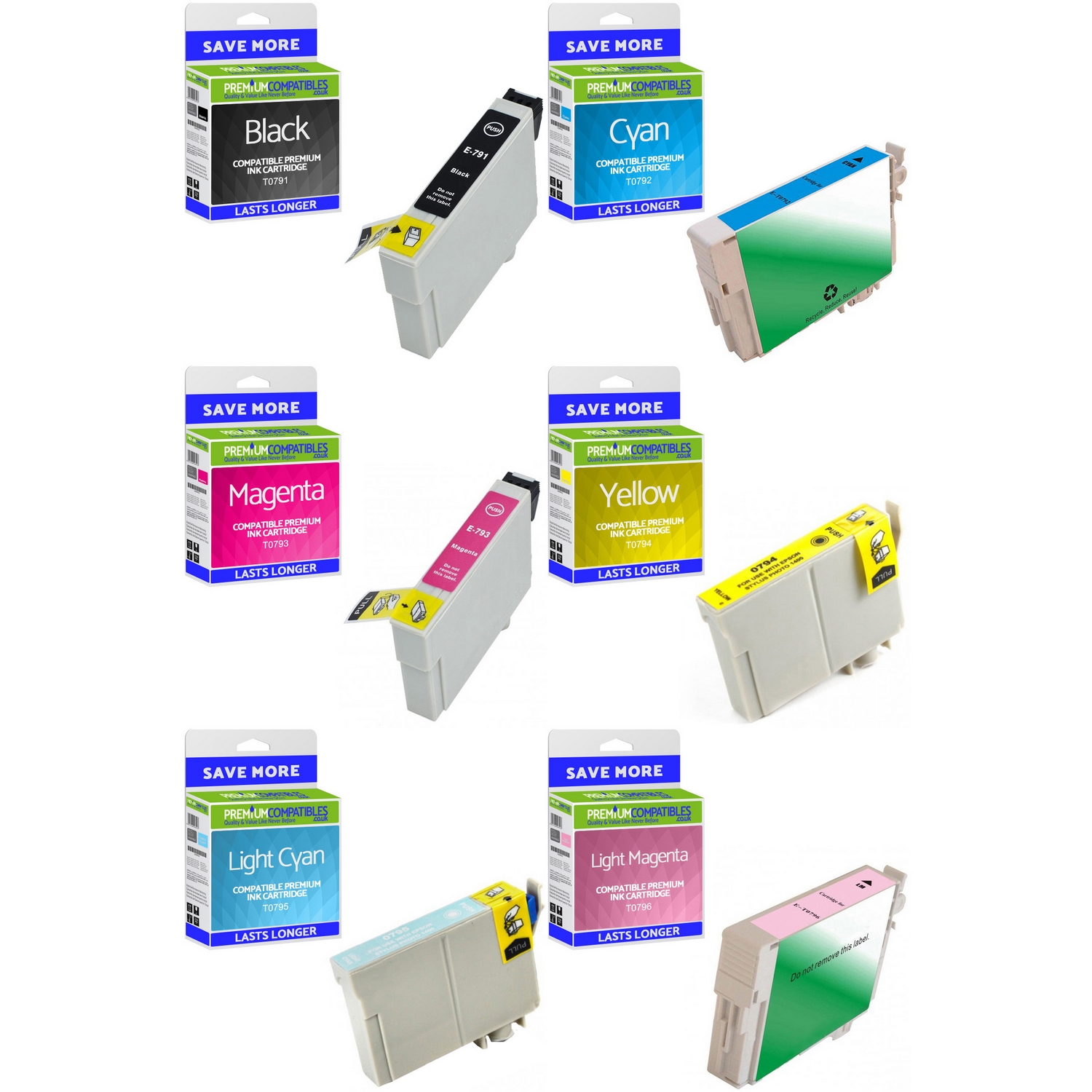 Compatible Epson T079 C, M, Y, K, LC, LM Multipack Ink Cartridges (T0791 / T0792 / T0793 / T0794 / T0795 / T0796) Owl