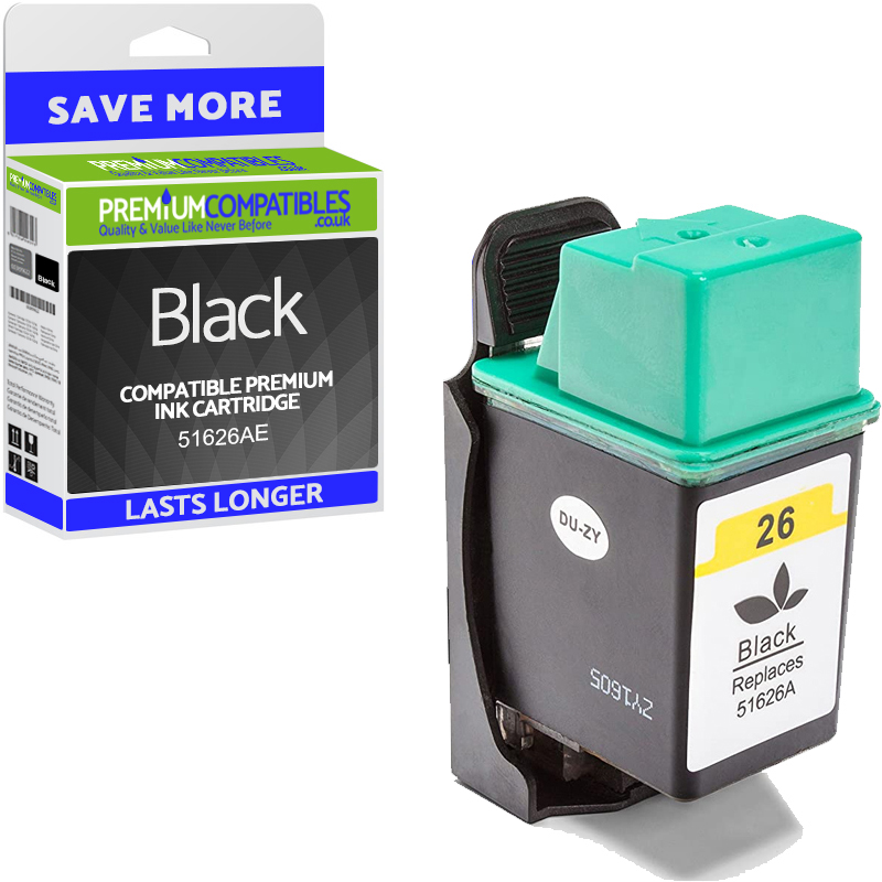 Premium Remanufactured HP 26 Black High Capacity Ink Cartridge (51626AE)