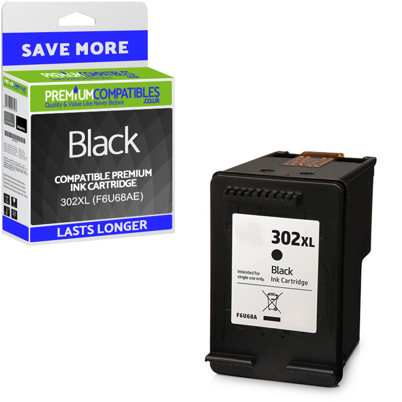 Premium Remanufactured HP 302XL Black High Capacity Ink Cartridge (F6U68AE)