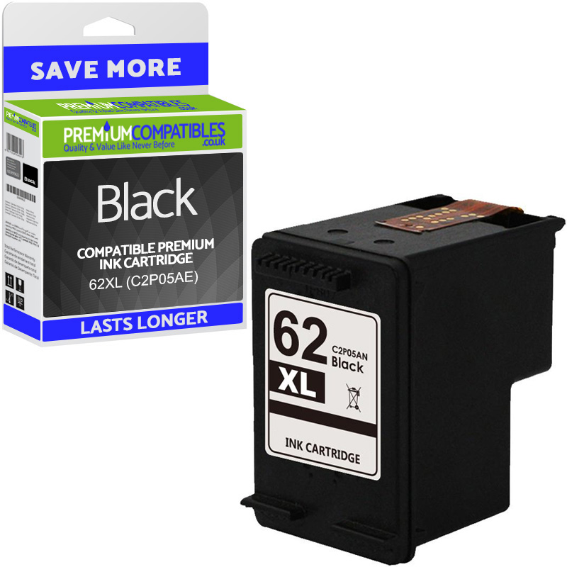 Premium Remanufactured HP 62XL Black High Capacity Ink Cartridge (C2P05AE)