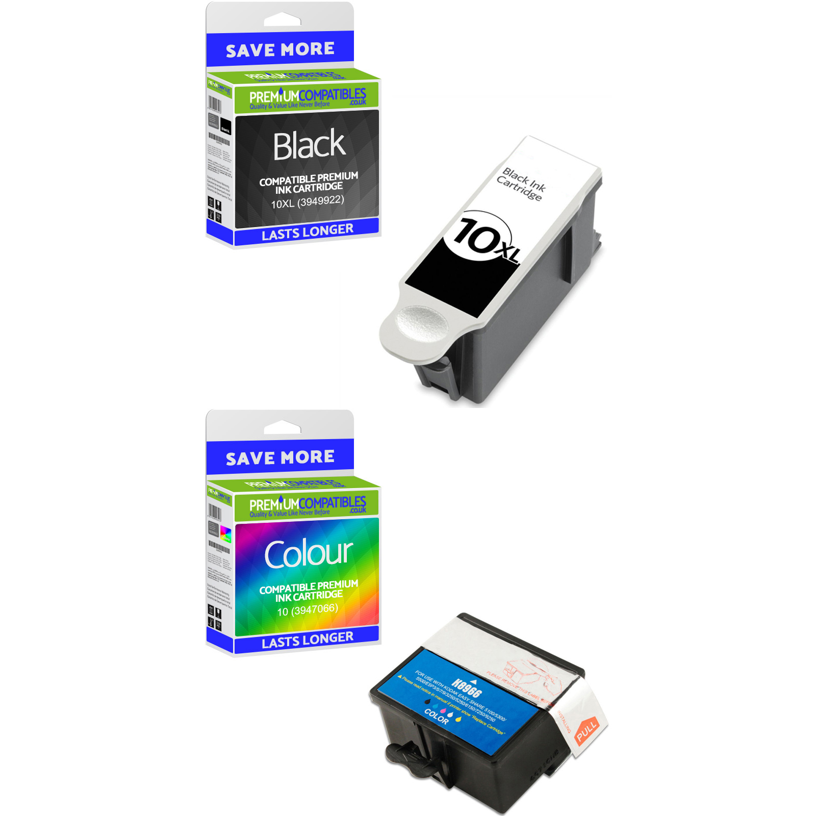 Compatible Kodak 10XL / 10 Black & Colour Combo Pack Ink Cartridges (3949922 & 3947066)