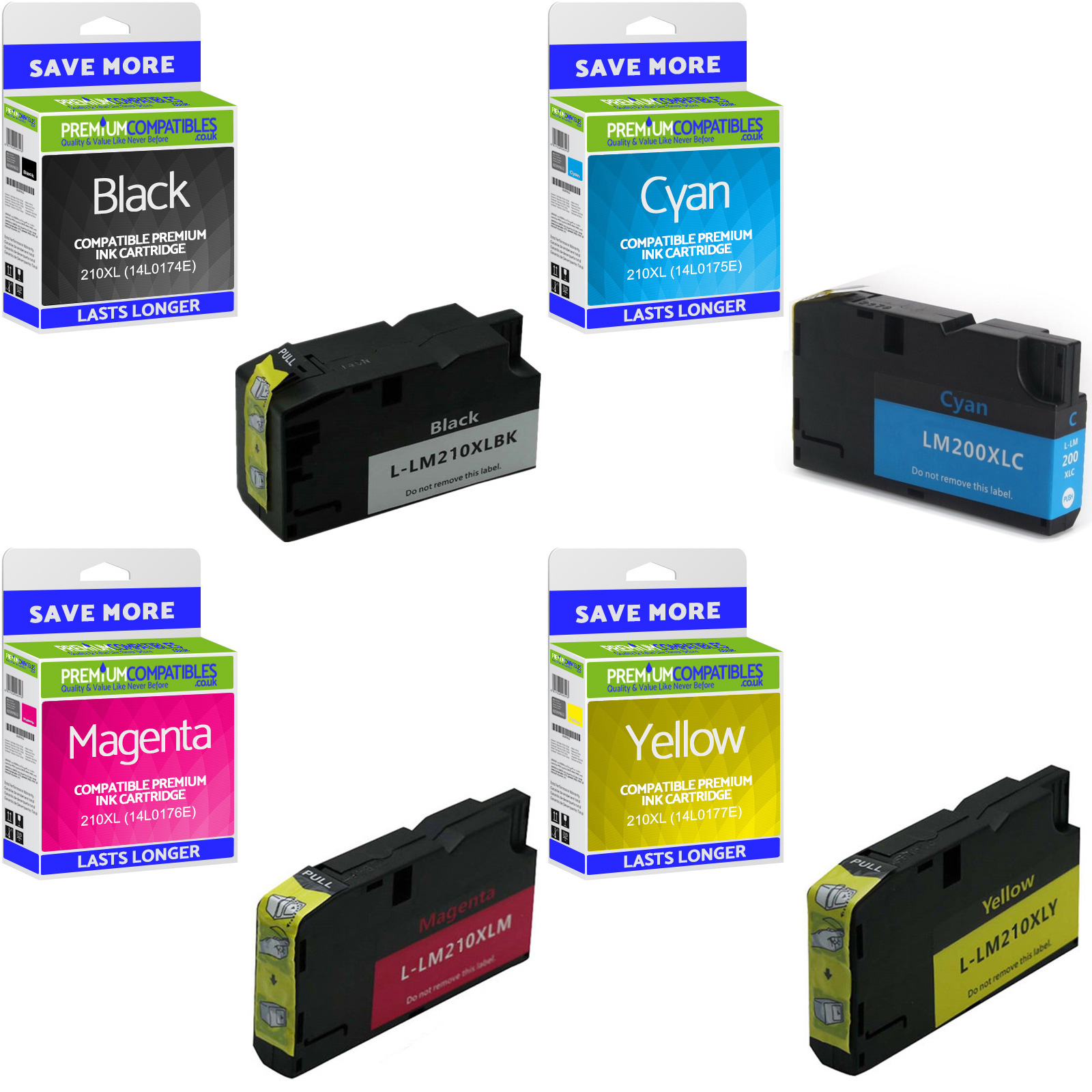 Compatible Lexmark 210XL CMYK Multipack High Capacity Ink Cartridges (14L0174E / 14L0269E)