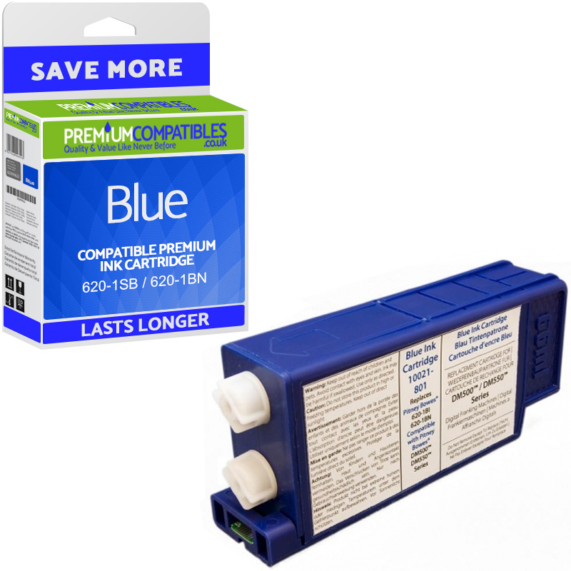 Premium Remanufactured Pitney Bowes 620-1SB / 620-1BN Blue Franking Ink Cartridge (10021-801)