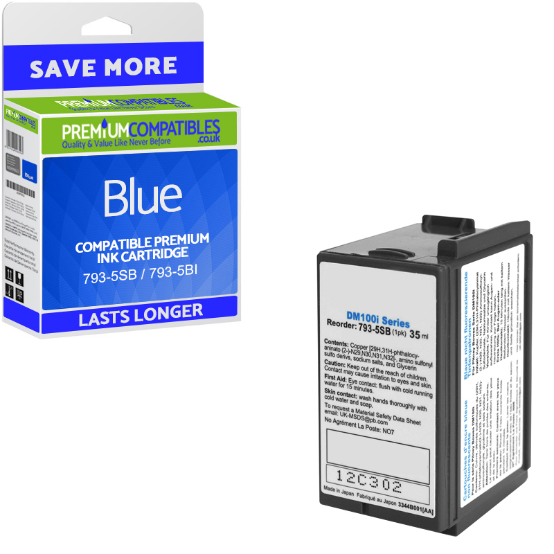 Compatible Pitney Bowes 793-5SB / 793-5BI Blue Franking Ink Cartridge (10019-801)