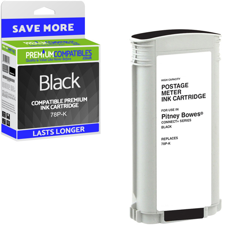 Premium Remanufactured Pitney Bowes Connect+ 78P-K Black High Capacity Franking Ink Cartridge (10426-803)