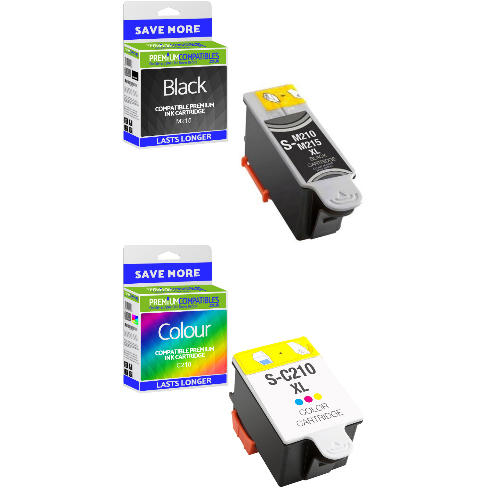 Compatible Samsung M215 / C210 Black & Colour Combo Pack High Capacity Ink Cartridges (INK-M215/ELS & INK-C210/ELS)