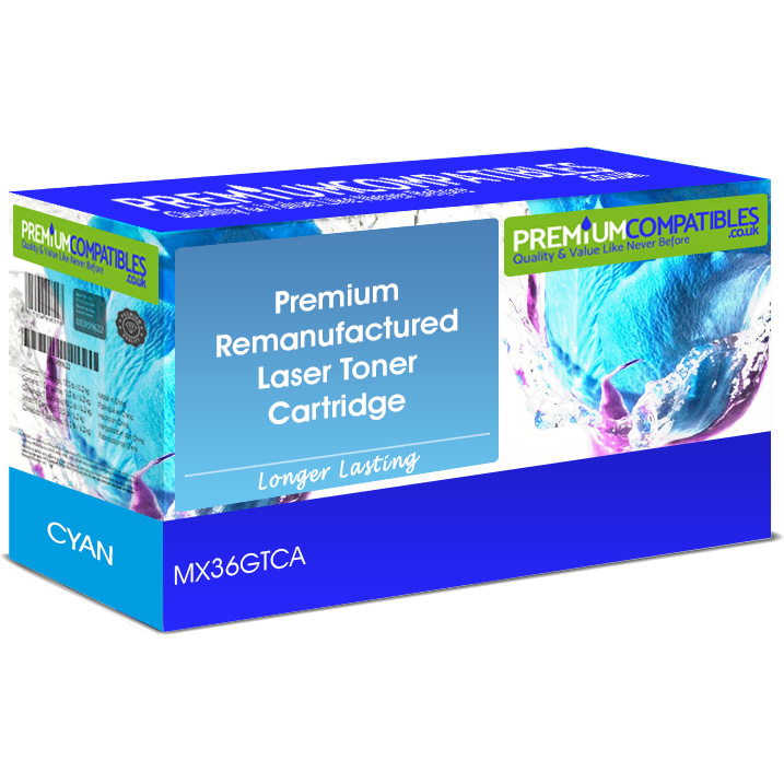 Premium Remanufactured Sharp MX36GTCA Cyan Toner Cartridge (MX36GTCA)