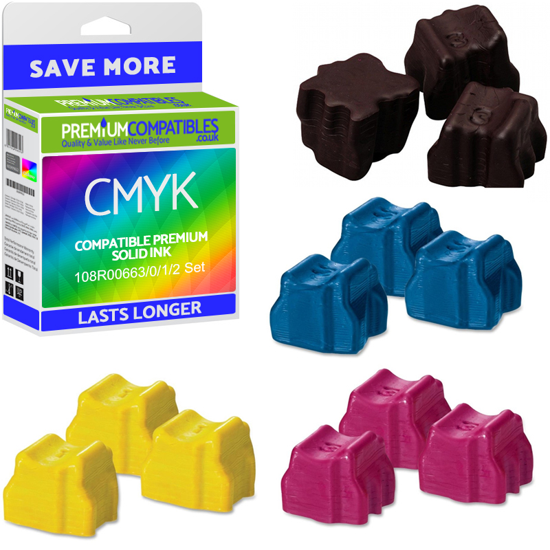 Compatible Xerox 108R0066 CMYK Multipack x 3 Solid Ink (108R00663/0/1/2)