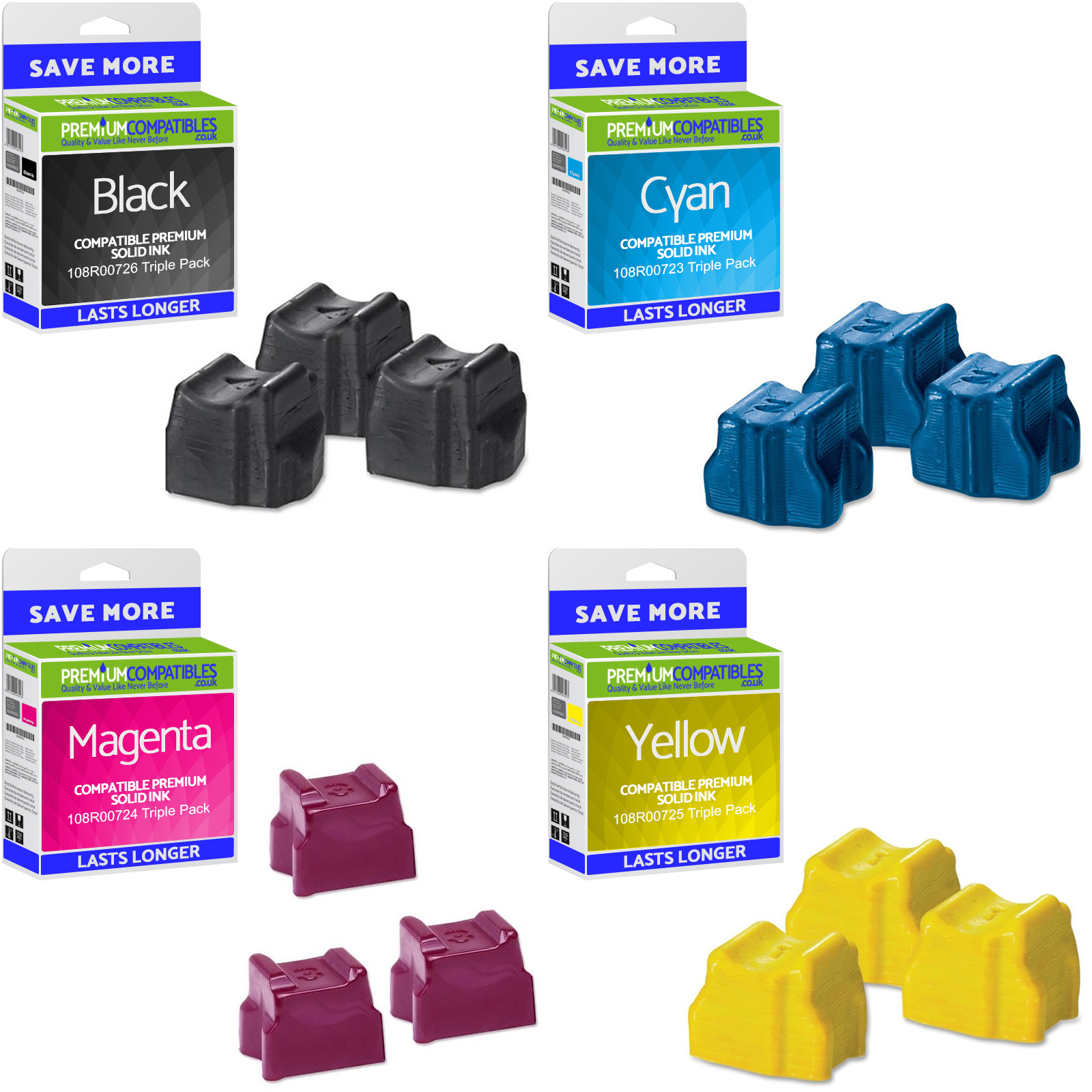 Compatible Xerox 108R0072 CMYK Multipack Set Of 12 Solid Inks (108R00726 /108R00724 /108R00723 /108R00725)