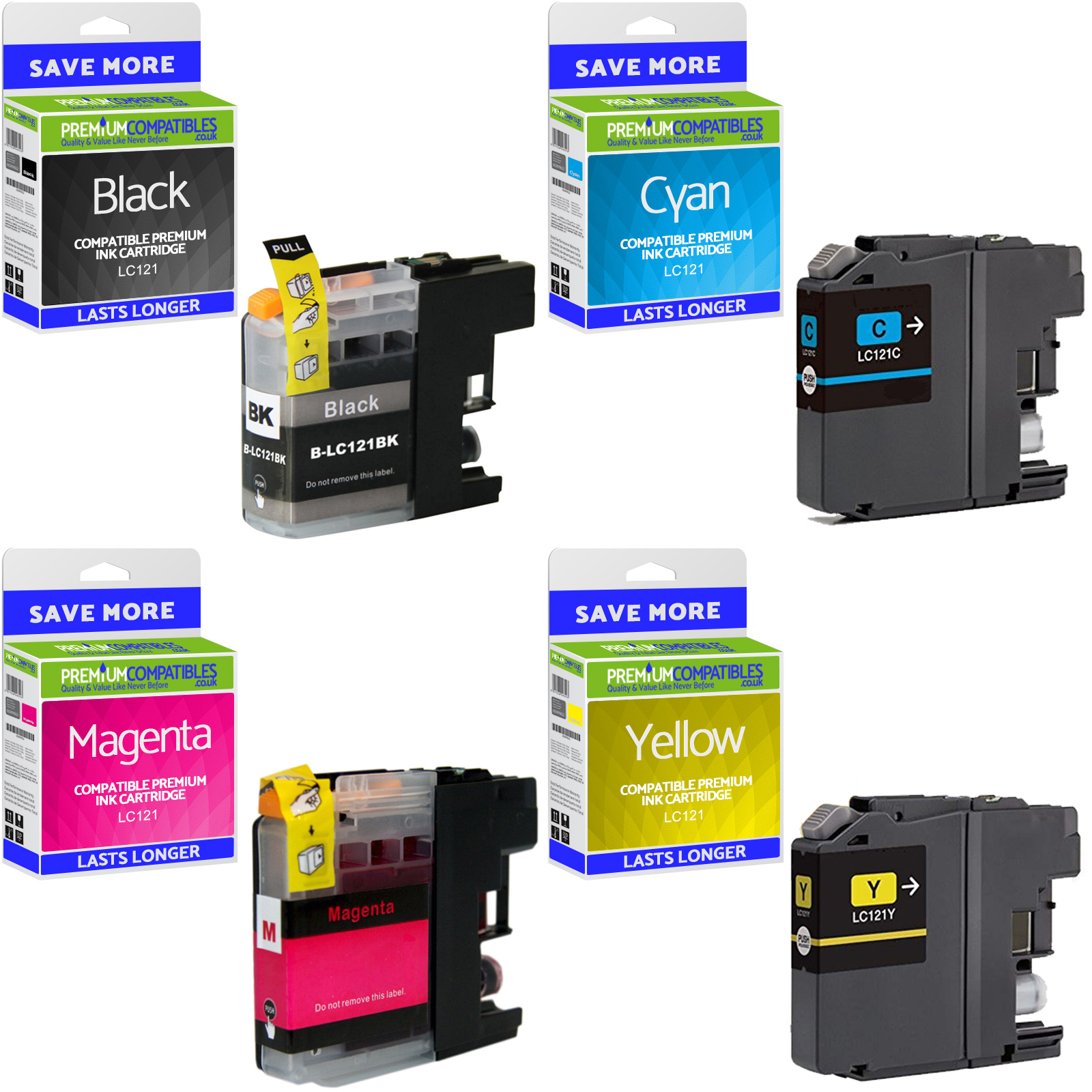 Compatible Brother LC121 CMYK Multipack Ink Cartridges (LC121VALBP)
