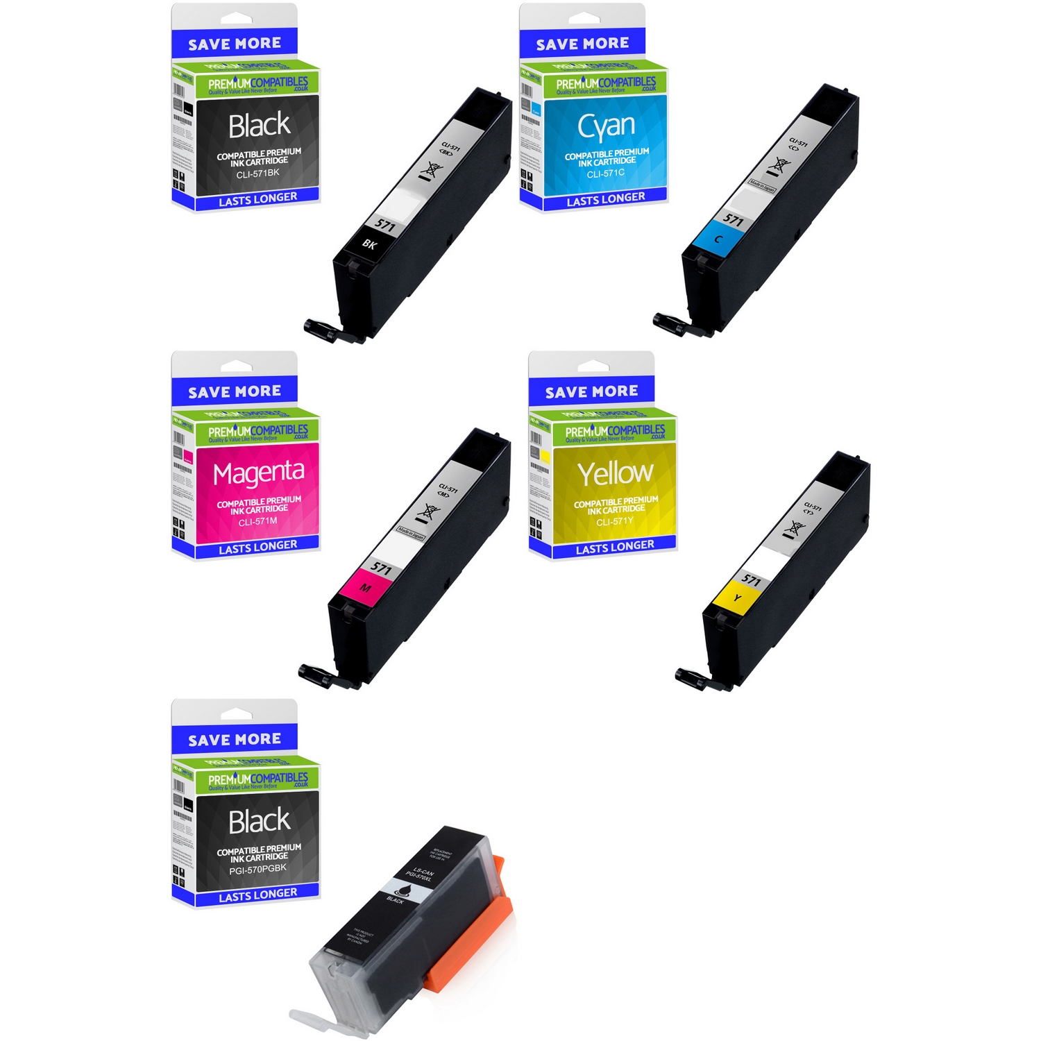 Compatible Canon PGI-570PGBK / CLI-571 C, M, Y, K Multipack Ink Cartridges (0372C004)