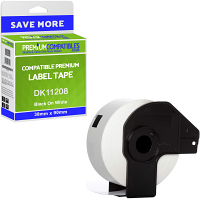 Compatible Brother DK-11208 Black On White 38mm x 90mm Multipurpose Large Address Label Roll Tape - 400 Labels (DK11208)
