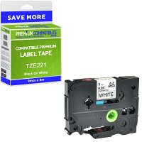Compatible Brother TZe-221 Black On White 9mm x 8m P-Touch Label Tape (TZE221)