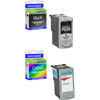Premium Remanufactured Canon PG-50 / CL-51 Black & Colour Combo Pack High Capacity Ink Cartridges (0616B001 & 0618B001)