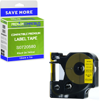 Compatible Dymo 45018 Black On Yellow 12mm x 7m D1 Label Tape (S0720580)
