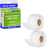 Compatible Dymo 99012 Twin Pack Black On White 89mm x 36mm Large Address Label Tape - 2x 260 Labels (99012)