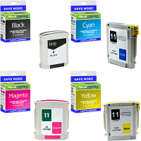 Compatible HP 10 / 11 CMYK Multipack Ink Cartridges (C4844AE / C4836AE / C4837AE / C4838AE)