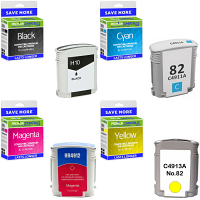 Compatible HP 10 / 82 CMYK Multipack High Capacity Ink Cartridges (C4844AE / C4911A / C4912A / C4913A)