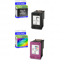 Premium Remanufactured HP 303XL Black & Colour Combo Pack High Capacity Ink Cartridges (3YN10AE)