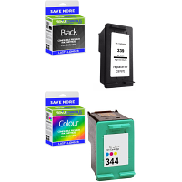 Premium Remanufactured HP 339 / 344 Black & Colour Combo Pack Ink Cartridges (C8767EE & C9363EE)