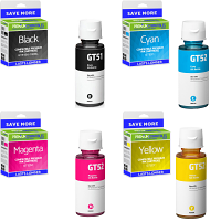 Compatible HP GT51 / GT52 CMYK Multipack Ink Bottles (M0H57AE 100ml/ M0H54AE/ M0H55AE/ M0H56AE)