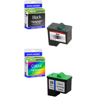 Premium Remanufactured Lexmark 16 / 26 Black & Colour Combo Pack Ink Cartridges (80D2126)