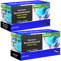 Premium Remanufactured OKI 43502302 / 43501902 Black Toner Cartridge & Drum Unit Combo Pack (43502302 & 43501902)