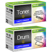 Compatible OKI 43502302 / 43501902 Black Toner Cartridge & Drum Unit Combo Pack (43502302 & 43501902)