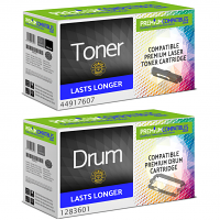 Compatible OKI 44917607 / 1283601 Black Toner Cartridge & Drum Unit Combo Pack (44917607 & 1283601)