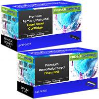 Premium Remanufactured OKI 44992402 / 44574307 Black High Capacity Toner Cartridge & Drum Unit Combo Pack (44992402 & 44574307)